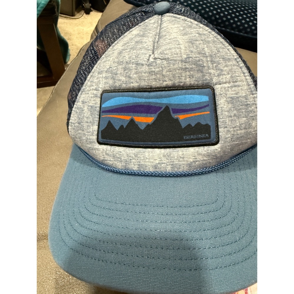 Patagonia Trucker Hat Mountains Patch Blue Mesh Adjustable‎ Snapback